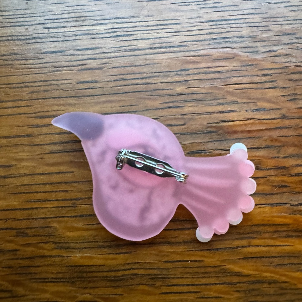Acrylic Pink Peacock Brooch - Picture 2 of 2